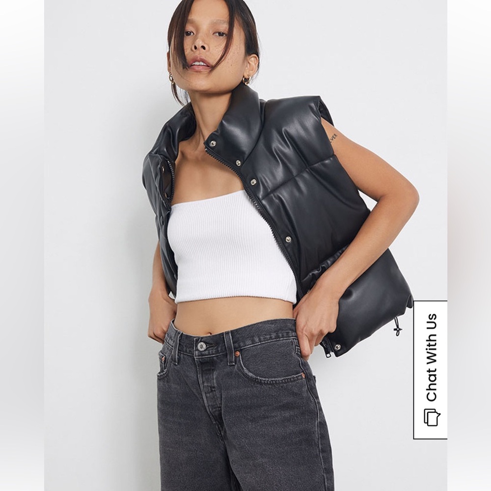 LA hearts faux leather puffer vest size L